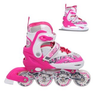 NF10927 A 2w1 DARK PINK ROZM.L(39-42) ŁYŻWOROLKI Z WYM. PŁ. FIGUROWĄ NILS EXTREME