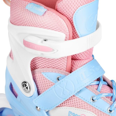 NA0189 ZESTAW LED ŁYŻWOROLKI OCHRANIACZE MOONBEAM BIAŁE ROZM. M(35-38) NILS EXTREME NA0189 ZESTAW LED ŁYŻWOROLKI OCHRANIACZE MOONBEAM BIAŁE ROZM. M(35-38) NILS EXTREME