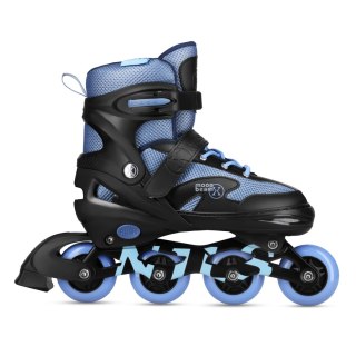 NA0189 ZESTAW LED ŁYŻWOROLKI OCHRANIACZE MOONBEAM NIEBIESKIE ROZM. M(35-38) NILS EXTREME