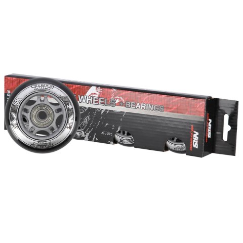 PU 72x24 82A CZARNE (4 szt.) + ABEC-9 (8 szt.) ZESTAW NILS EXTREME PU 72x24 82A CZARNE (4 szt.) + ABEC-9 (8 szt.) ZESTAW NILS EXTREME