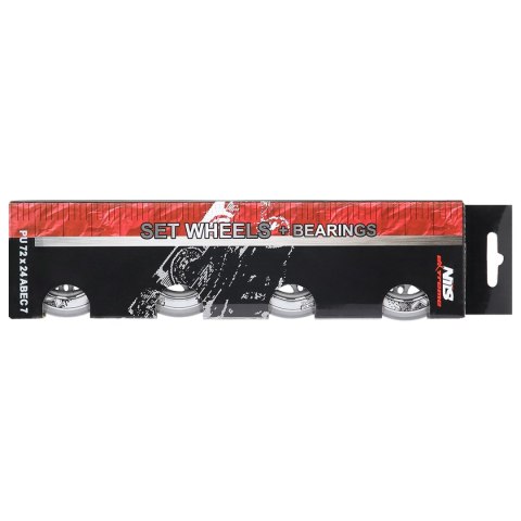 PU 72x24 82A PRZEZROCZYSTE N (4 szt.) + ABEC-7 (8 szt.) ZESTAW NILS EXTREME PU 72x24 82A PRZEZROCZYSTE N (4 szt.) + ABEC-7 (8 szt.) ZESTAW NILS EXTREME