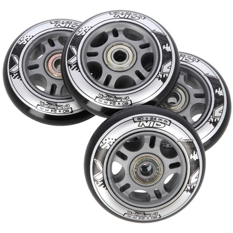PU 80x24 82A CZARNE (4 szt.) + ABEC-9 (8 szt.) ZESTAW NILS EXTREME PU 80x24 82A CZARNE (4 szt.) + ABEC-9 (8 szt.) ZESTAW NILS EXTREME