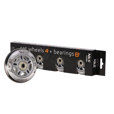 PU 80x24 82A CZARNE (4 szt.) + ABEC-9 (8 szt.) ZESTAW NILS EXTREME PU 80x24 82A CZARNE (4 szt.) + ABEC-9 (8 szt.) ZESTAW NILS EXTREME