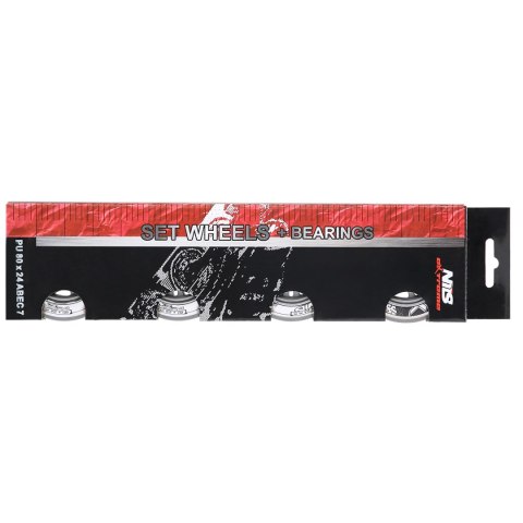 PU 80x24 82A PRZEZROCZYSTE N (4 szt.) + ABEC-7 (8 szt.) ZESTAW NILS EXTREME PU 80x24 82A PRZEZROCZYSTE N (4 szt.) + ABEC-7 (8 szt.) ZESTAW NILS EXTREME