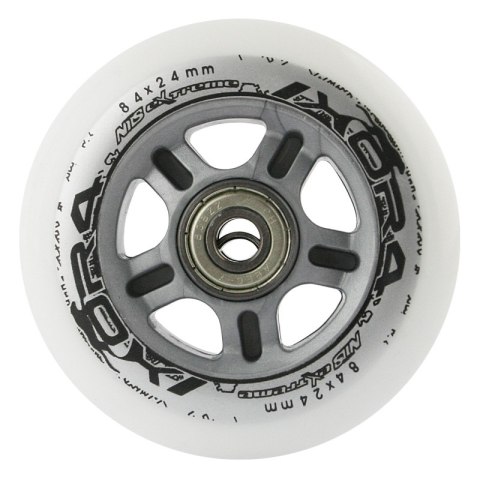 PU 84x24 82A BIAŁE MATOWE (4 szt.) + ABEC-9 CHROME (8 szt.) ZESTAW NILS EXTREME PU 84x24 82A BIAŁE MATOWE (4 szt.) + ABEC-9 CHROME (8 szt.) ZESTAW NILS EXTREME