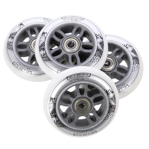 PU 90x24 82A BIAŁE (4 szt.) + ABEC-7 CHROME (8 szt.) ZESTAW NILS EXTREME PU 90x24 82A BIAŁE (4 szt.) + ABEC-7 CHROME (8 szt.) ZESTAW NILS EXTREME