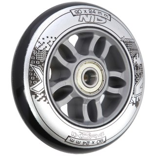 PU 90x24 82A CZARNE (4 szt.) + ABEC-9 CHROME (8 szt.) ZESTAW NILS EXTREME
