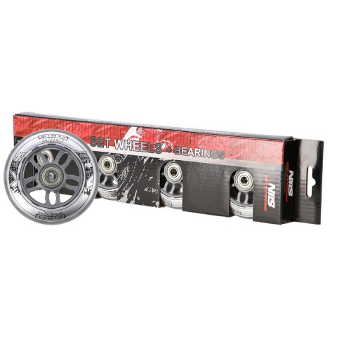 PU 90x24 82A PRZEZROCZYSTE (4 szt.) + ABEC-7 CHROME (8 szt.) ZESTAW NILS EXTREME PU 90x24 82A PRZEZROCZYSTE (4 szt.) + ABEC-7 CHROME (8 szt.) ZESTAW NILS EXTREME