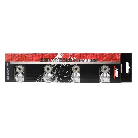 PU 90x24 82A PRZEZROCZYSTE (4 szt.) + ABEC-7 CHROME (8 szt.) ZESTAW NILS EXTREME PU 90x24 82A PRZEZROCZYSTE (4 szt.) + ABEC-7 CHROME (8 szt.) ZESTAW NILS EXTREME
