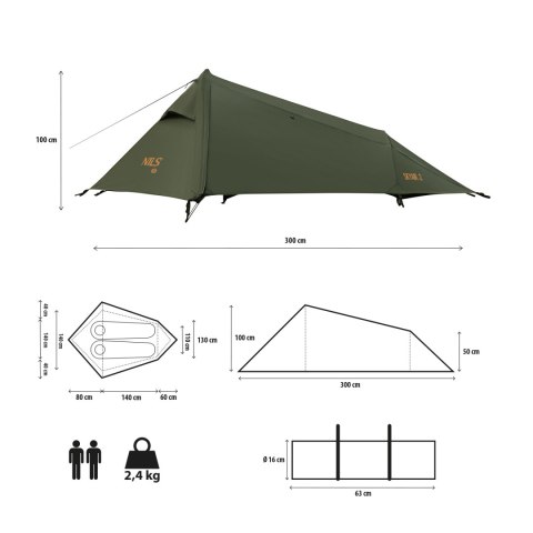 NC2502 NAMIOT ULTRA LIGHT SKYAIR 2 ZIELONY NILS CAMP NC2502 NAMIOT ULTRA LIGHT SKYAIR 2 ZIELONY NILS CAMP