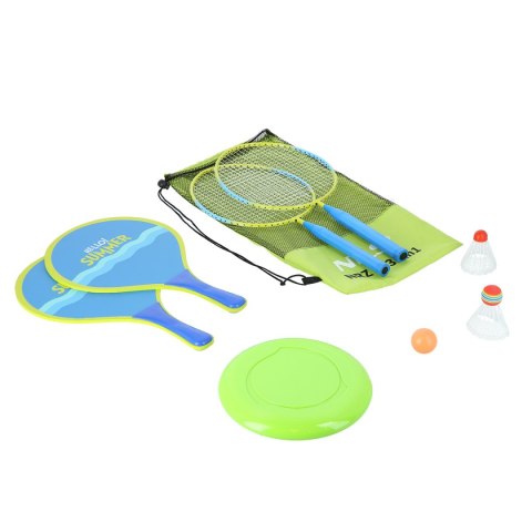 NRZ053 3W1 / ZESTAW DO BADMINTONA 2 RAKIETY + 2 RAKIETY NA PLAŻĘ + LOTKI + FRISBEE JUNIOR NILS NRZ053 3W1 / ZESTAW DO BADMINTONA 2 RAKIETY + 2 RAKIETY NA PLAŻĘ + LOTKI + FRISBEE JUNIOR NILS