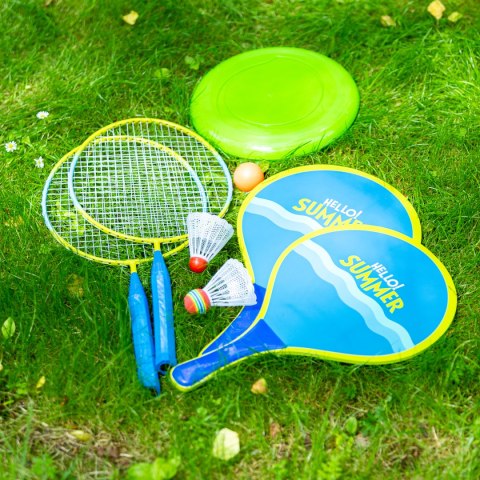 NRZ053 3W1 / ZESTAW DO BADMINTONA 2 RAKIETY + 2 RAKIETY NA PLAŻĘ + LOTKI + FRISBEE JUNIOR NILS NRZ053 3W1 / ZESTAW DO BADMINTONA 2 RAKIETY + 2 RAKIETY NA PLAŻĘ + LOTKI + FRISBEE JUNIOR NILS