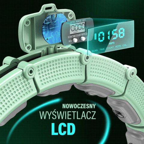 HHM14 HULA HOP GREEN Z MAGNESAMI I OBCIĄŻNIKIEM + LICZNIK HMS HHM14 HULA HOP GREEN Z MAGNESAMI I OBCIĄŻNIKIEM + LICZNIK HMS