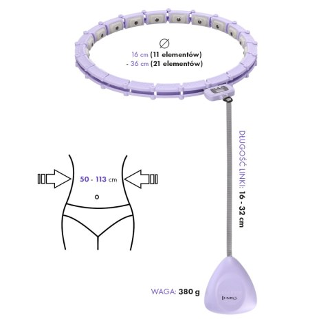 HHM14 HULA HOP VIOLET Z MAGNESAMI I OBCIĄŻNIKIEM + LICZNIK HMS HHM14 HULA HOP VIOLET Z MAGNESAMI I OBCIĄŻNIKIEM + LICZNIK HMS