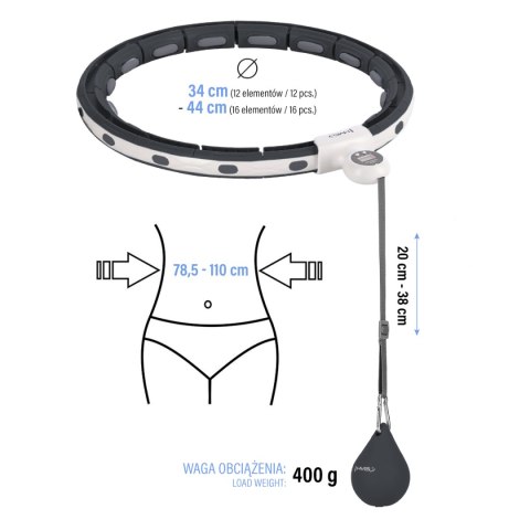 HHM15 HULA HOP BLACK Z MAGNESEM I OBCIĄŻNIKIEM + LICZNIK HMS HHM15 HULA HOP BLACK Z MAGNESEM I OBCIĄŻNIKIEM + LICZNIK HMS
