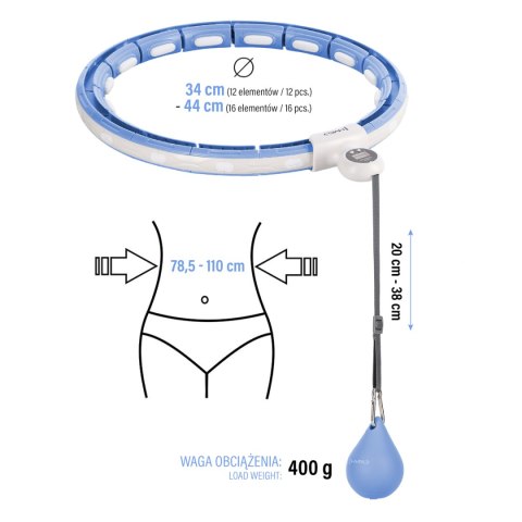 HHM15 HULA HOP BLUE Z MAGNESEM I OBCIĄŻNIKIEM + LICZNIK HMS HHM15 HULA HOP BLUE Z MAGNESEM I OBCIĄŻNIKIEM + LICZNIK HMS