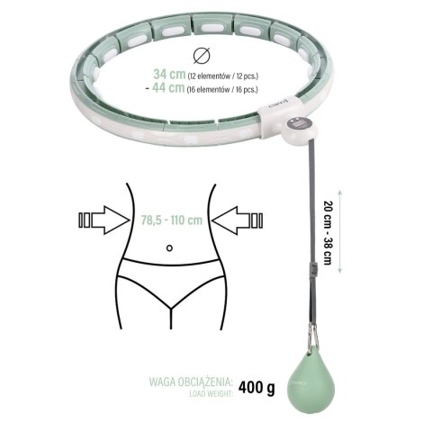 HHM15 HULA HOP GREEN Z MAGNESEM I OBCIĄŻNIKIEM + LICZNIK HMS HHM15 HULA HOP GREEN Z MAGNESEM I OBCIĄŻNIKIEM + LICZNIK HMS