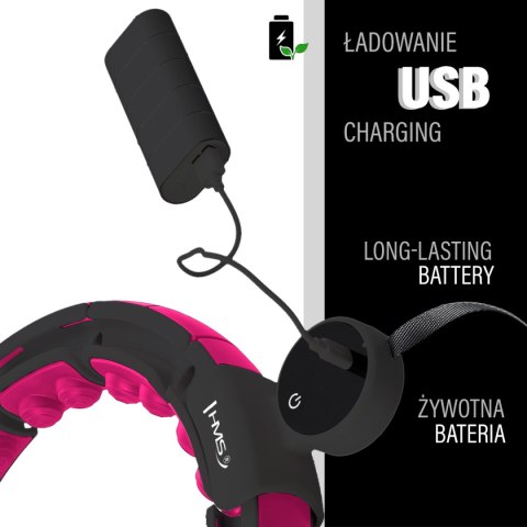 HHM16 HULA HOP BLACK/PINK Z MAGNESAMI I OBCIĄŻNIKIEM + LICZNIK HMS HHM16 HULA HOP BLACK/PINK Z MAGNESAMI I OBCIĄŻNIKIEM + LICZNIK HMS