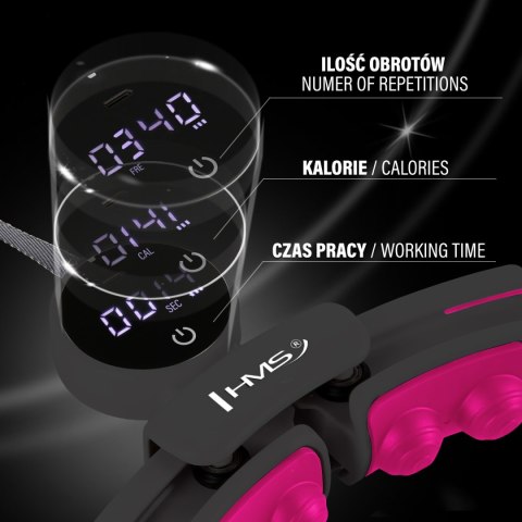 HHM16 HULA HOP BLACK/PINK Z MAGNESAMI I OBCIĄŻNIKIEM + LICZNIK HMS HHM16 HULA HOP BLACK/PINK Z MAGNESAMI I OBCIĄŻNIKIEM + LICZNIK HMS