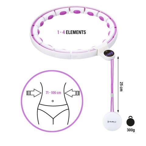 HHM17 HULA HOP WHITE/VIOLET Z MAGNESAMI I OBCIĄŻNIKIEM + LICZNIK HMS HHM17 HULA HOP WHITE/VIOLET Z MAGNESAMI I OBCIĄŻNIKIEM + LICZNIK HMS