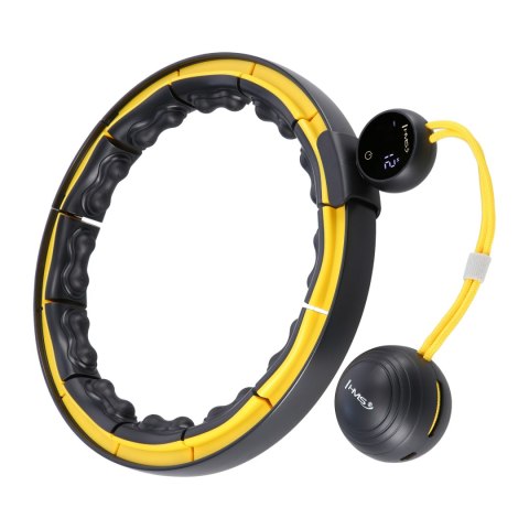 HHM21 HULA HOP BLACK/YELLOW Z MAGNESAMI, WYPUSTKAMI TPE I OBCIĄŻNIKIEM + LICZNIK HMS HHM21 HULA HOP BLACK/YELLOW Z MAGNESAMI, WYPUSTKAMI TPE I OBCIĄŻNIKIEM + LICZNIK HMS