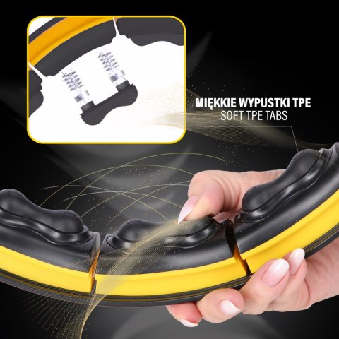 HHM21 HULA HOP BLACK/YELLOW Z MAGNESAMI, WYPUSTKAMI TPE I OBCIĄŻNIKIEM + LICZNIK HMS HHM21 HULA HOP BLACK/YELLOW Z MAGNESAMI, WYPUSTKAMI TPE I OBCIĄŻNIKIEM + LICZNIK HMS