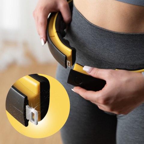 HHM21 HULA HOP BLACK/YELLOW Z MAGNESAMI, WYPUSTKAMI TPE I OBCIĄŻNIKIEM + LICZNIK HMS HHM21 HULA HOP BLACK/YELLOW Z MAGNESAMI, WYPUSTKAMI TPE I OBCIĄŻNIKIEM + LICZNIK HMS