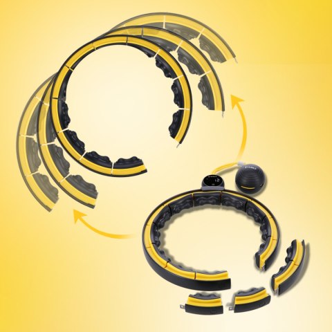 HHM21 HULA HOP BLACK/YELLOW Z MAGNESAMI, WYPUSTKAMI TPE I OBCIĄŻNIKIEM + LICZNIK HMS HHM21 HULA HOP BLACK/YELLOW Z MAGNESAMI, WYPUSTKAMI TPE I OBCIĄŻNIKIEM + LICZNIK HMS