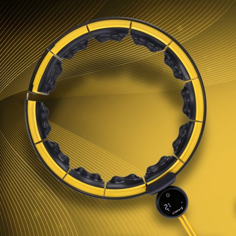 HHM21 HULA HOP BLACK/YELLOW Z MAGNESAMI, WYPUSTKAMI TPE I OBCIĄŻNIKIEM + LICZNIK HMS HHM21 HULA HOP BLACK/YELLOW Z MAGNESAMI, WYPUSTKAMI TPE I OBCIĄŻNIKIEM + LICZNIK HMS