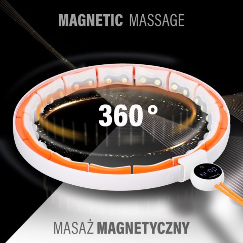 HHM21 HULA HOP WHITE/ORANGE Z MAGNESAMI, WYPUSTKAMI TPE I OBCIĄŻNIKIEM + LICZNIK HMS HHM21 HULA HOP WHITE/ORANGE Z MAGNESAMI, WYPUSTKAMI TPE I OBCIĄŻNIKIEM + LICZNIK HMS