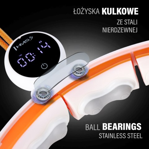 HHM21 HULA HOP WHITE/ORANGE Z MAGNESAMI, WYPUSTKAMI TPE I OBCIĄŻNIKIEM + LICZNIK HMS HHM21 HULA HOP WHITE/ORANGE Z MAGNESAMI, WYPUSTKAMI TPE I OBCIĄŻNIKIEM + LICZNIK HMS