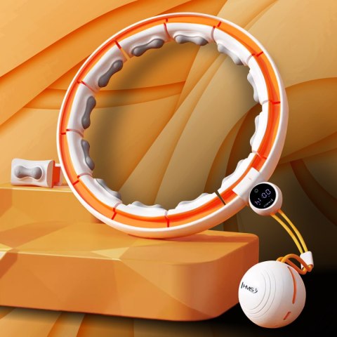 HHM21 HULA HOP WHITE/ORANGE Z MAGNESAMI, WYPUSTKAMI TPE I OBCIĄŻNIKIEM + LICZNIK HMS HHM21 HULA HOP WHITE/ORANGE Z MAGNESAMI, WYPUSTKAMI TPE I OBCIĄŻNIKIEM + LICZNIK HMS