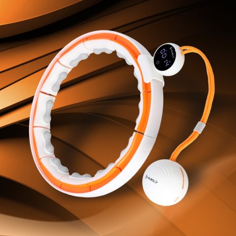 HHM21 HULA HOP WHITE/ORANGE Z MAGNESAMI, WYPUSTKAMI TPE I OBCIĄŻNIKIEM + LICZNIK HMS HHM21 HULA HOP WHITE/ORANGE Z MAGNESAMI, WYPUSTKAMI TPE I OBCIĄŻNIKIEM + LICZNIK HMS