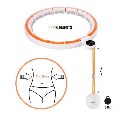 HHM21 HULA HOP WHITE/ORANGE Z MAGNESAMI, WYPUSTKAMI TPE I OBCIĄŻNIKIEM + LICZNIK HMS HHM21 HULA HOP WHITE/ORANGE Z MAGNESAMI, WYPUSTKAMI TPE I OBCIĄŻNIKIEM + LICZNIK HMS
