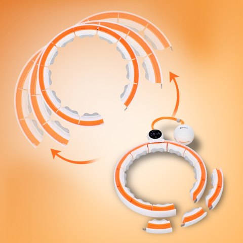 HHM21 HULA HOP WHITE/ORANGE Z MAGNESAMI, WYPUSTKAMI TPE I OBCIĄŻNIKIEM + LICZNIK HMS HHM21 HULA HOP WHITE/ORANGE Z MAGNESAMI, WYPUSTKAMI TPE I OBCIĄŻNIKIEM + LICZNIK HMS