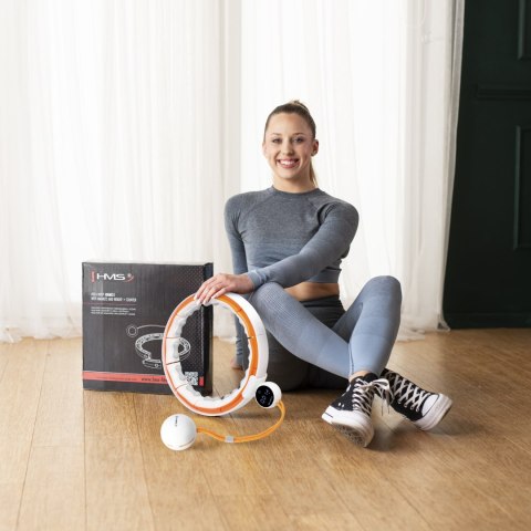 HHM21 HULA HOP WHITE/ORANGE Z MAGNESAMI, WYPUSTKAMI TPE I OBCIĄŻNIKIEM + LICZNIK HMS HHM21 HULA HOP WHITE/ORANGE Z MAGNESAMI, WYPUSTKAMI TPE I OBCIĄŻNIKIEM + LICZNIK HMS