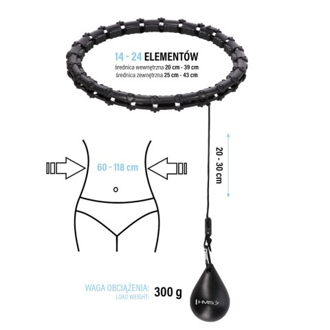 HHW02 HULA HOP BLACK Z WYPUSTKAMI I OBCIĄŻNIKIEM HMS HHW02 HULA HOP BLACK Z WYPUSTKAMI I OBCIĄŻNIKIEM HMS