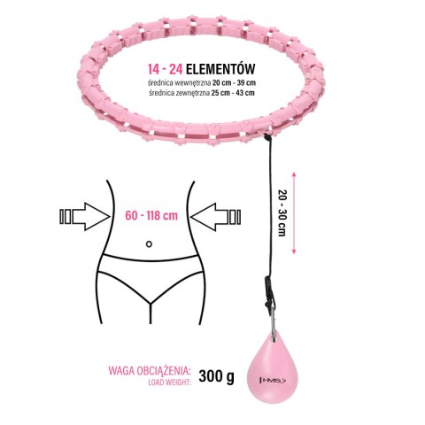 HHW02 HULA HOP LIGHT PINK Z WYPUSTKAMI I OBCIĄŻNIKIEM HMS HHW02 HULA HOP LIGHT PINK Z WYPUSTKAMI I OBCIĄŻNIKIEM HMS