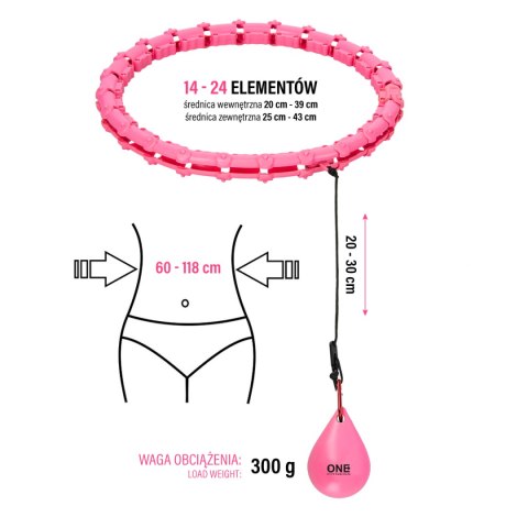 OHA02 HULA HOP PINK Z WYPUSTKAMI I OBCIĄŻNIKIEM ONE FITNESS OHA02 HULA HOP PINK Z WYPUSTKAMI I OBCIĄŻNIKIEM ONE FITNESS