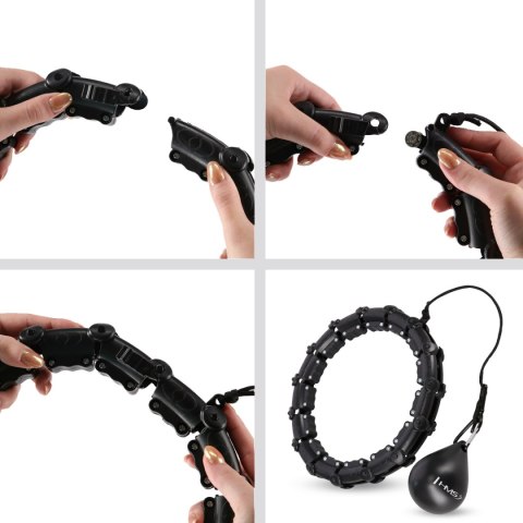 ZESTAW HULA HOP HHW02 BLACK Z WYPUSTKAMI I OBCIĄŻNIKIEM HMS + PAS BR163 RED