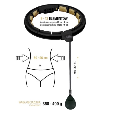 ZESTAW HULA HOP MAGNETYCZNY BLACK/GOLD HHM13 Z LICZNIKIEM HMS + PAS WYSZCZUPLAJĄCY BR163 BLACK ZESTAW HULA HOP MAGNETYCZNY BLACK/GOLD HHM13 Z LICZNIKIEM HMS + PAS WYSZCZUPLAJĄCY BR163 BLACK