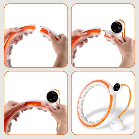 ZESTAW HULA HOP MAGNETYCZNY WHITE/ORANGE HHM21 Z LICZNIKIEM HMS + PAS WYSZCZUPLAJĄCY BR1313