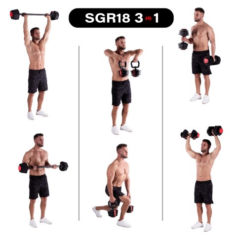 SGR18 PRO SET 3W1 ZESTAW REGULOWANYCH SZTANGIELEK 41 KG HMS SGR18 PRO SET 3W1 ZESTAW REGULOWANYCH SZTANGIELEK 41 KG HMS