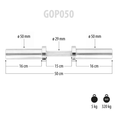 GOP050 GRYF KRÓTKI OLIMPIJSKI 5KG 50CM HMS GOP050 GRYF KRÓTKI OLIMPIJSKI 5KG 50CM HMS