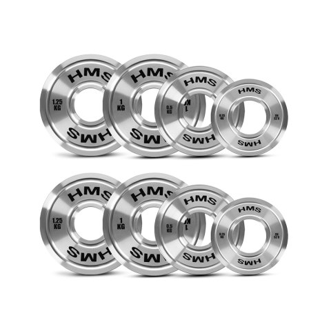 TOS ZESTAW TALERZY OLIMPIJSKICH STALOWYCH KALIBROWANYCH 2 x 0.25 - 1.25 KG (6 KG) HMS TOS ZESTAW TALERZY OLIMPIJSKICH STALOWYCH KALIBROWANYCH 2 x 0.25 - 1.25 KG (6 KG) HMS