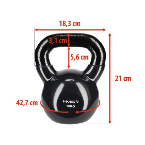 KNV10 BLACK KETTLEBELL ŻELIWNY POKRYTY WINYLEM HMS KNV10 BLACK KETTLEBELL ŻELIWNY POKRYTY WINYLEM HMS
