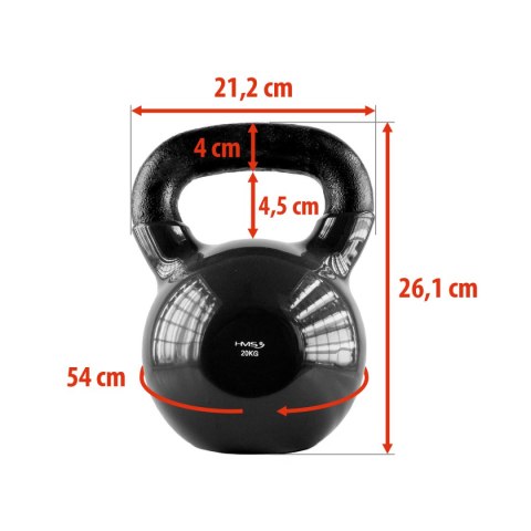 KNV20 BLACK KETTLEBELL ŻELIWNY POKRYTY WINYLEM HMS KNV20 BLACK KETTLEBELL ŻELIWNY POKRYTY WINYLEM HMS