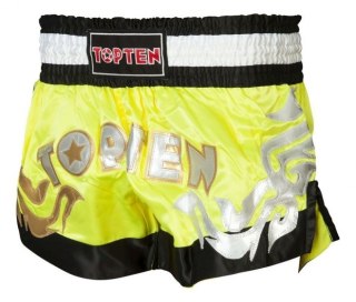 Spodenki do kickboxingu "TOP TEN" NEON żółto-czarne