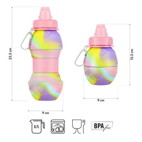 NC4102 BIDON SILIKONOWY SKŁADANY 700ML RÓŻOWY NILS