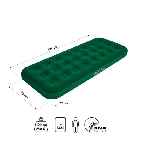 NC2801 MATERAC KEMPINGOWY 191X73X22 CM ZIELONY NILS CAMP NC2801 MATERAC KEMPINGOWY 191X73X22 CM ZIELONY NILS CAMP